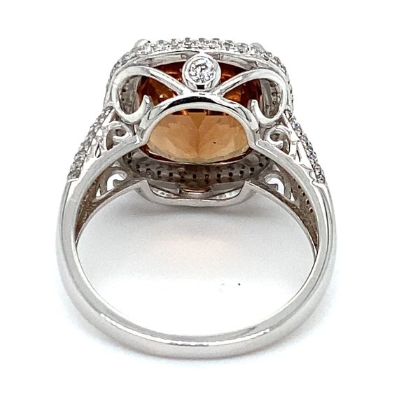 Certified Imperial Topaz 9.55ct Diamonds Plat Ring - Picture 4 of 7